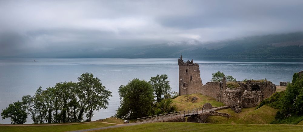 Urquhart Castle, on the shore of Loch Ness, Scotland.