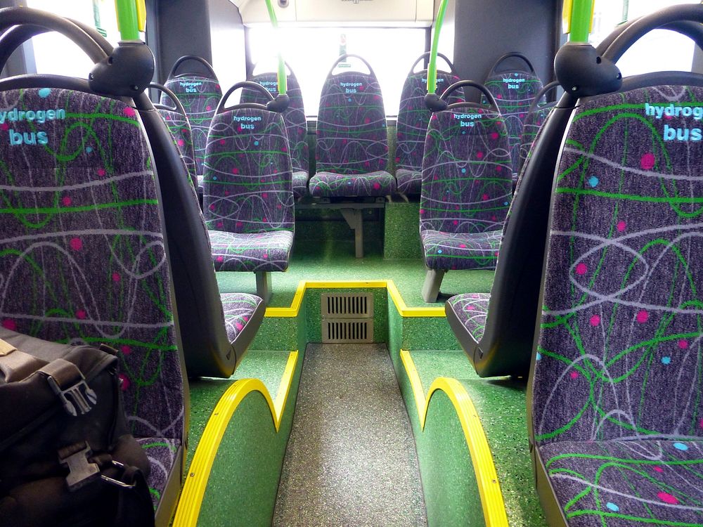 Inside one of London's Van Hool Hydrogen fuel cell buses.
