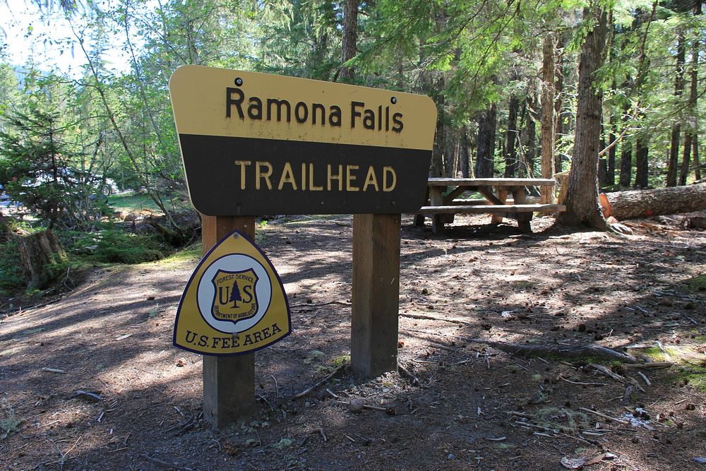 Sign Ramona - Mt. Hood National Forest. Photos by Trent Deckard. Original public domain image from Flickr