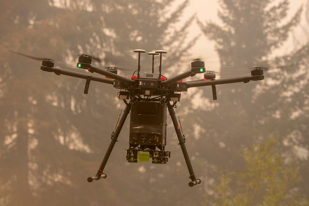 OAS Drone Team preparing for PSD burn, Taylor Creek and Klondike Fires, Rogue-Siskiyou NF, OR, 2018. Original public domain…