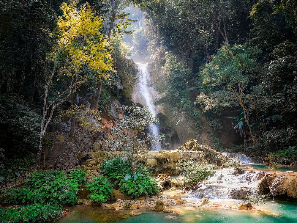 Luang Prabang waterfall in Laos. Free public domain CC0 image.