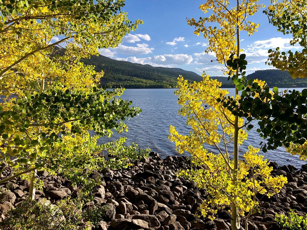 View of Johnson Valley Reservoir in the fall, September 20, 2018. Forest Service photo by Mike Elson. Original public domain…