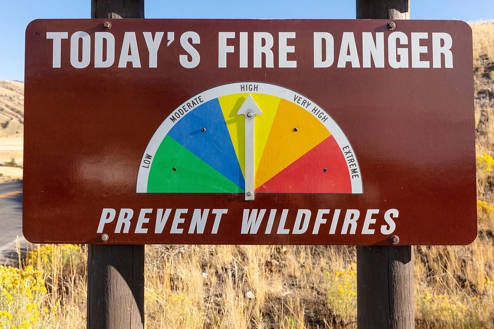 Fire Danger sign at High by Jacob W. Frank. Original public domain image from Flickr