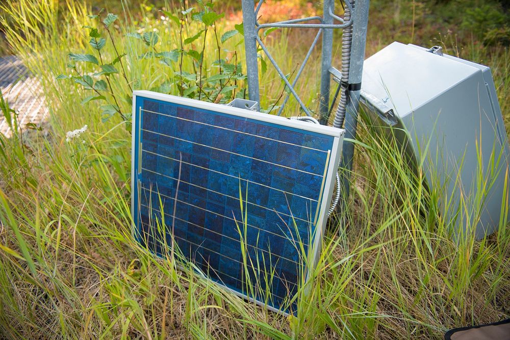 During the summer months, NRCS staff do maintenance at Snow Telemetry (SNOTEL) sites, replacing equipment like this solar…