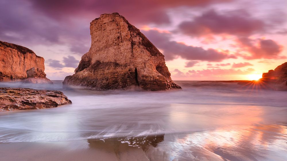 Shark fin cove during sunset. Free public domain CC0 photo.