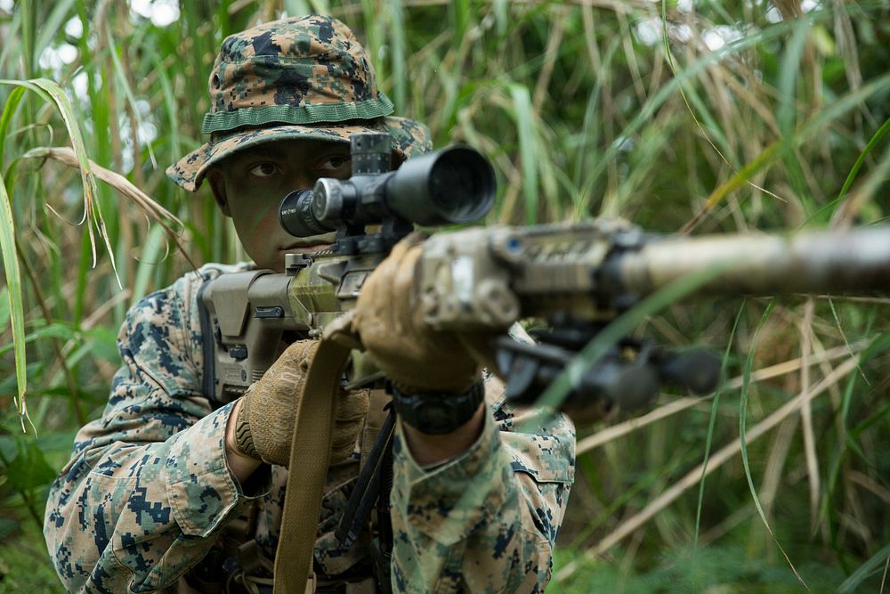 U.S. Marine Corps Cpl. Chancelor J. Kelso, a scout sniper team leader with Weapons Company, Battalion Landing Team, 1st…