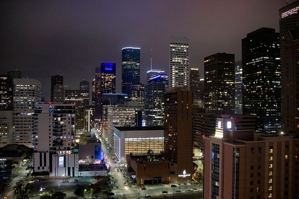 Houston, Texas at night. Original public domain image from Flickr