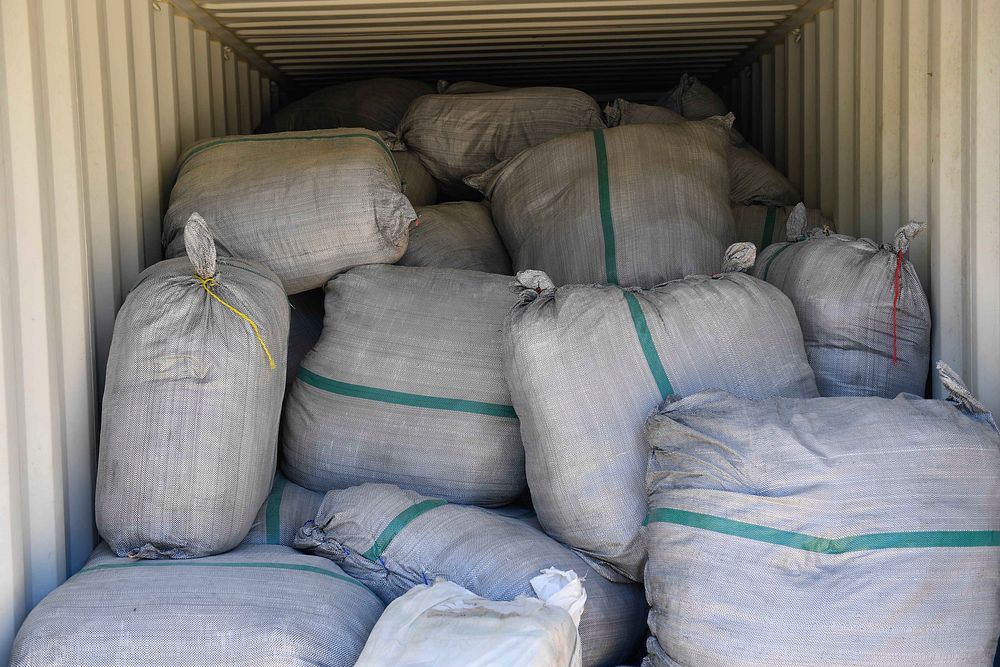 A consignment of non- food items in a container, donated by the African Union Mission in Somalia (AMISOM). Original public…