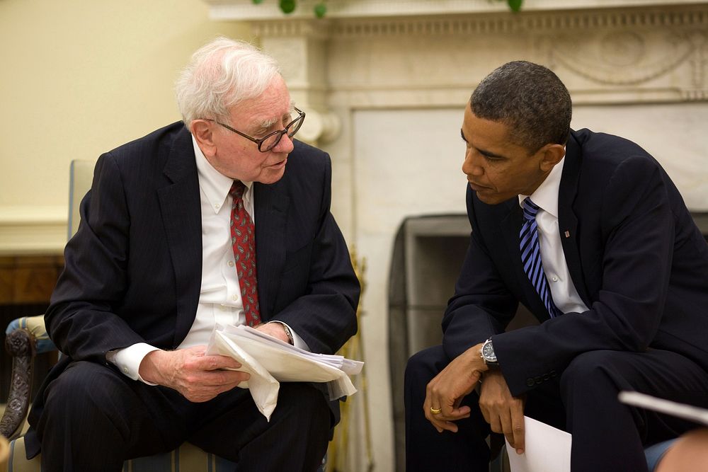 President Barack Obama meets with Warren Buffett in the Oval Office, July 14, 2010.