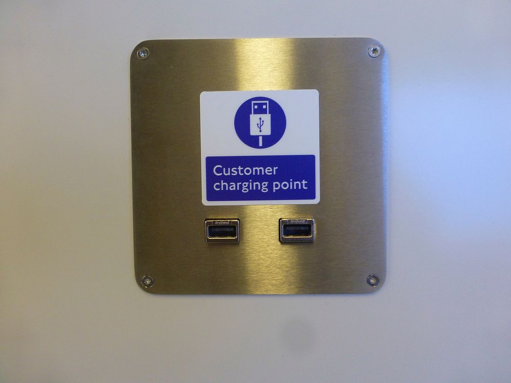 USB power socket inside London Overground Bombardier Aventra 710 269.