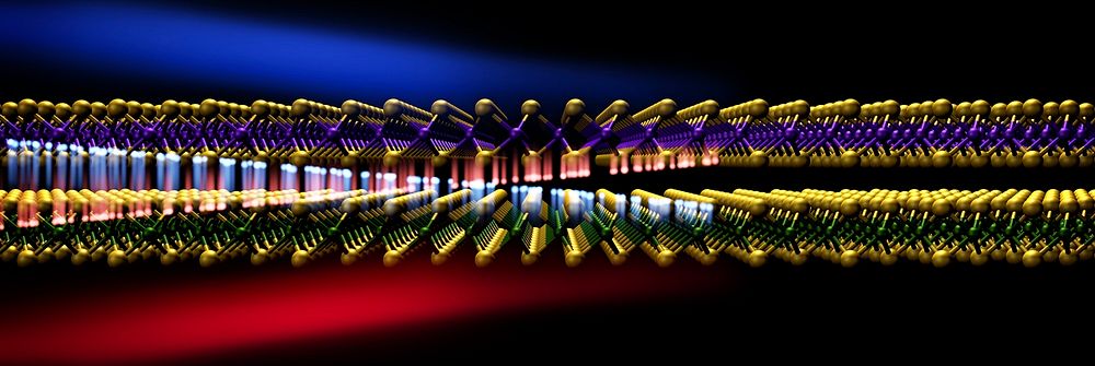 Electrons traveling between two layers of atomically thin material give off tiny bursts of electromagnetic waves in the…