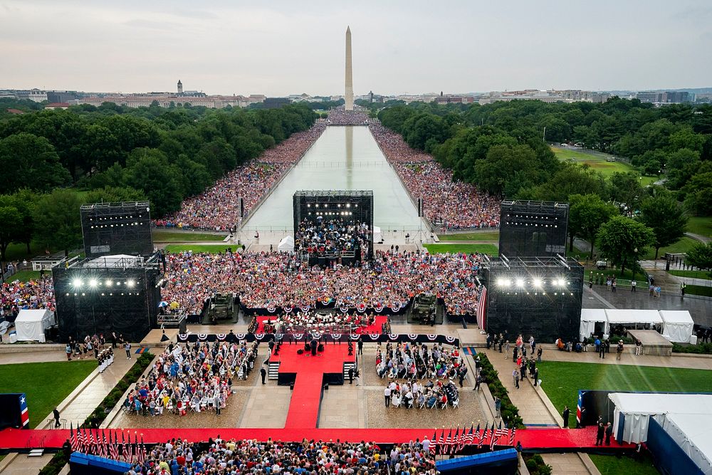 Salute to AmericaPresident Donald J. Trump addresses his remarks at the Salute to America event Thursday, July 4, 2019, at…