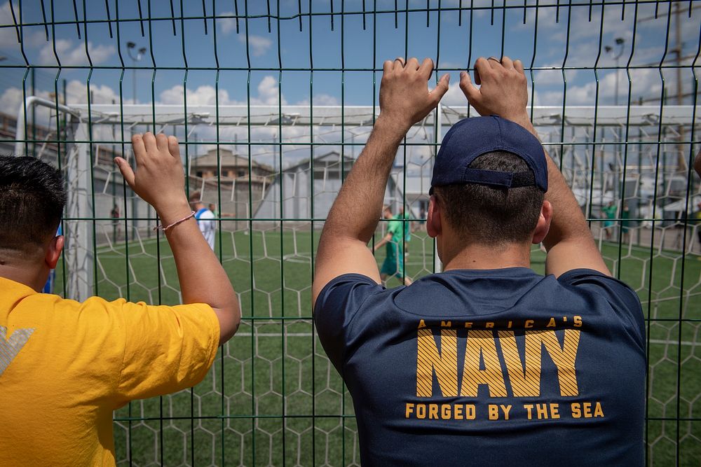 ODESA, Ukraine (July 6, 2019) — Service members from exercise Sea Breeze 2019 participating nations play soccer during a…