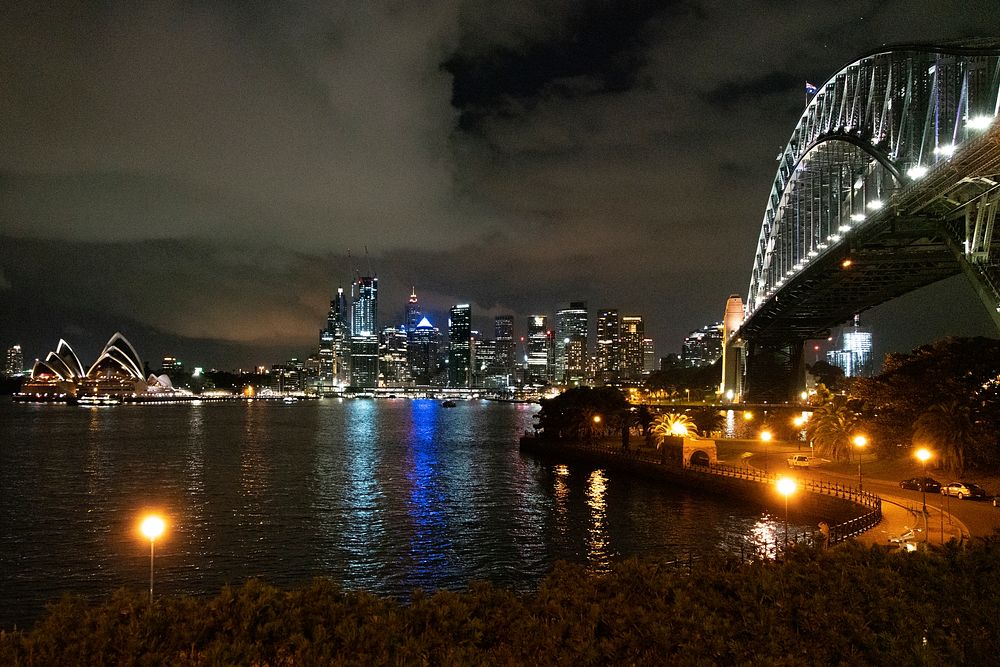 Sydney Opera House from the Harbor Bridge in Australia. Original public domain image from Flickr