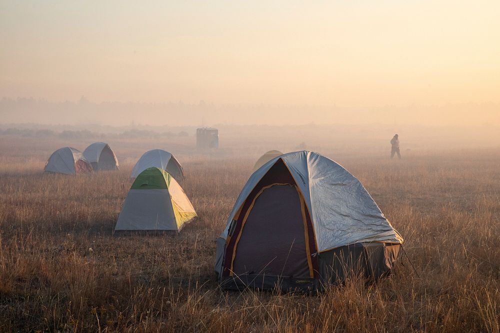 Tents at sunrise, Trout Springs Rx Fire. Original public domain image from Flickr