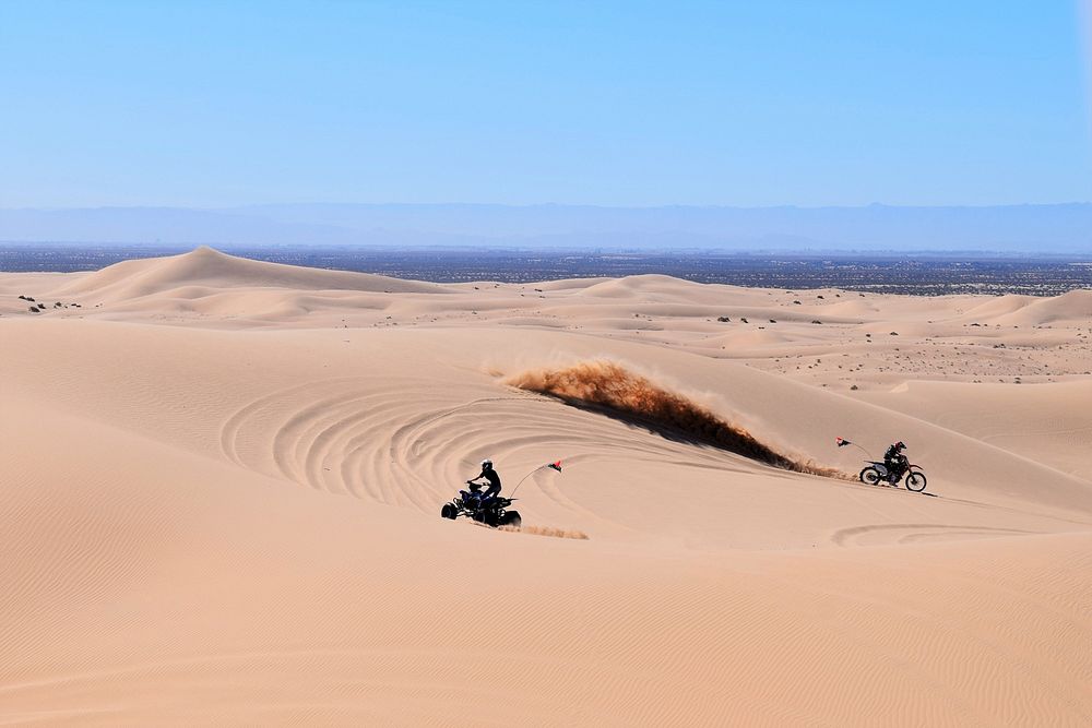 Located in the southeast corner of California, the Imperial Sand Dunes are the largest mass of sand dunes in the state.