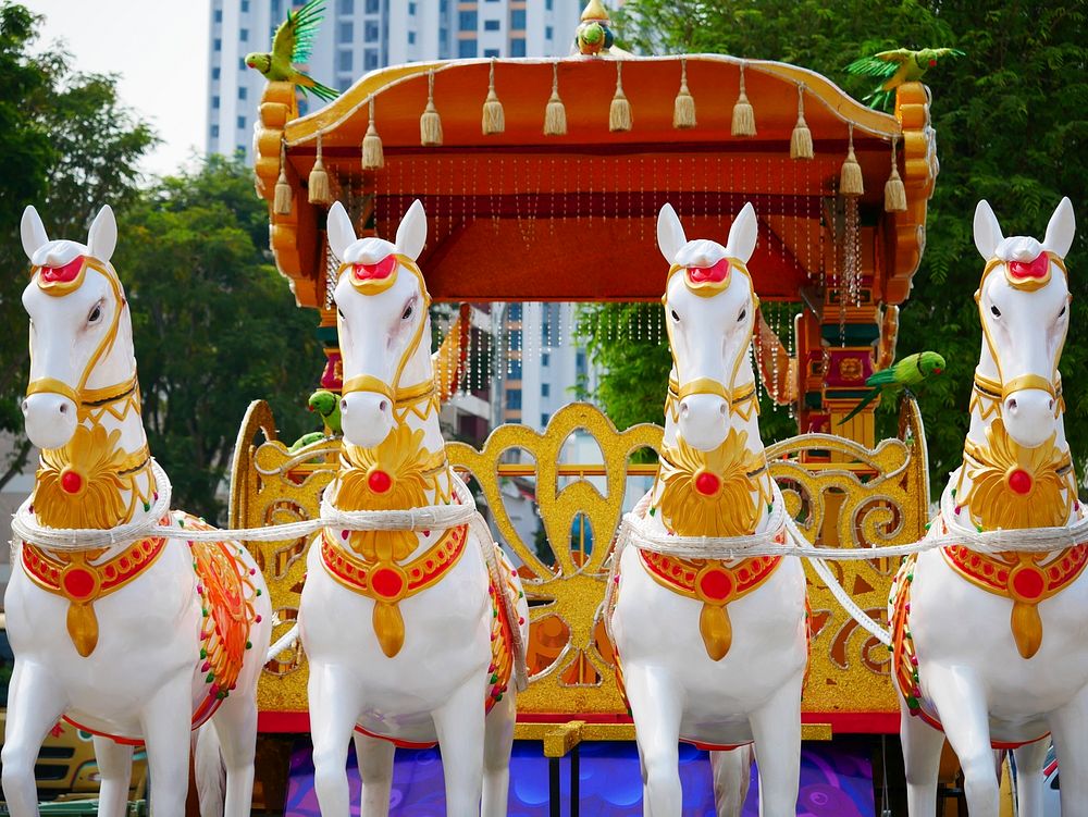 Deepavali lightup - horses and carriage display