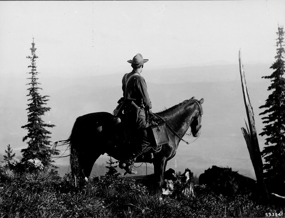 Historical images of man riding a horse. Original public domain image from Flickr