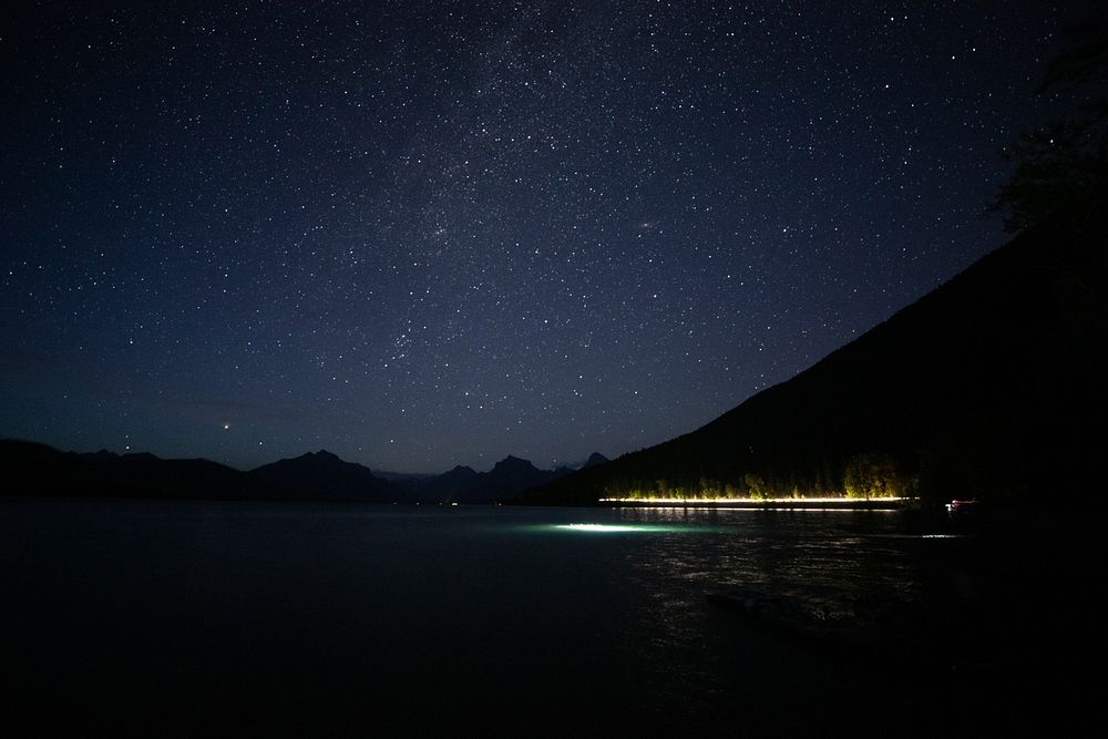 Night Sky over Lake McDonald. Original public domain image from Flickr