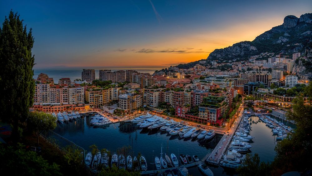 Monaco city at dawn. Free public domain CC0 photo.