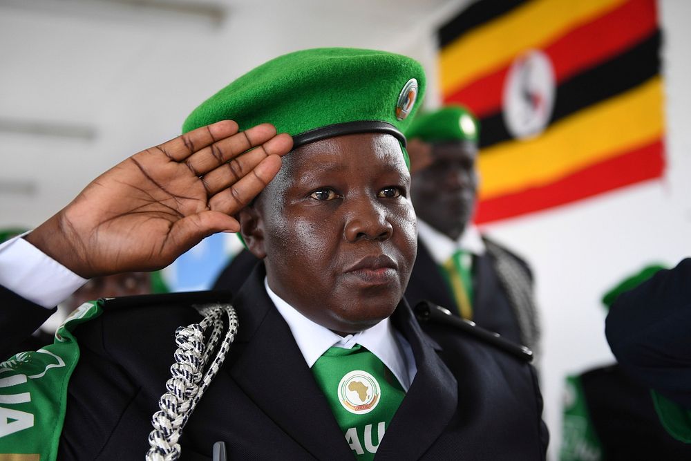 An Individual Police Officer (IPO), serving under the African Union Mission in Somalia (AMISOM) attends her medal award…