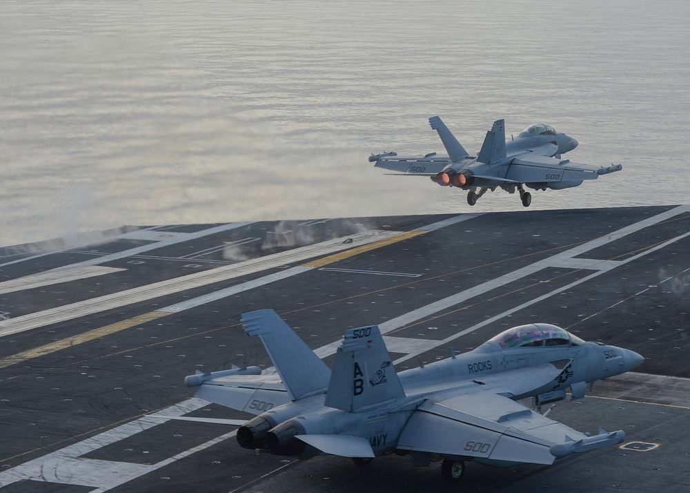 MEDITERRANEAN SEA (Dec. 8, 2019) An EA-18G Growler, attached to the &ldquo;Rooks&rdquo; of Electronic Attack Squadron (VAQ)…
