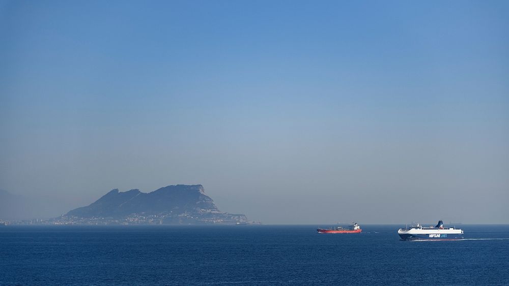 Ships in the Strait of Gibraltar.