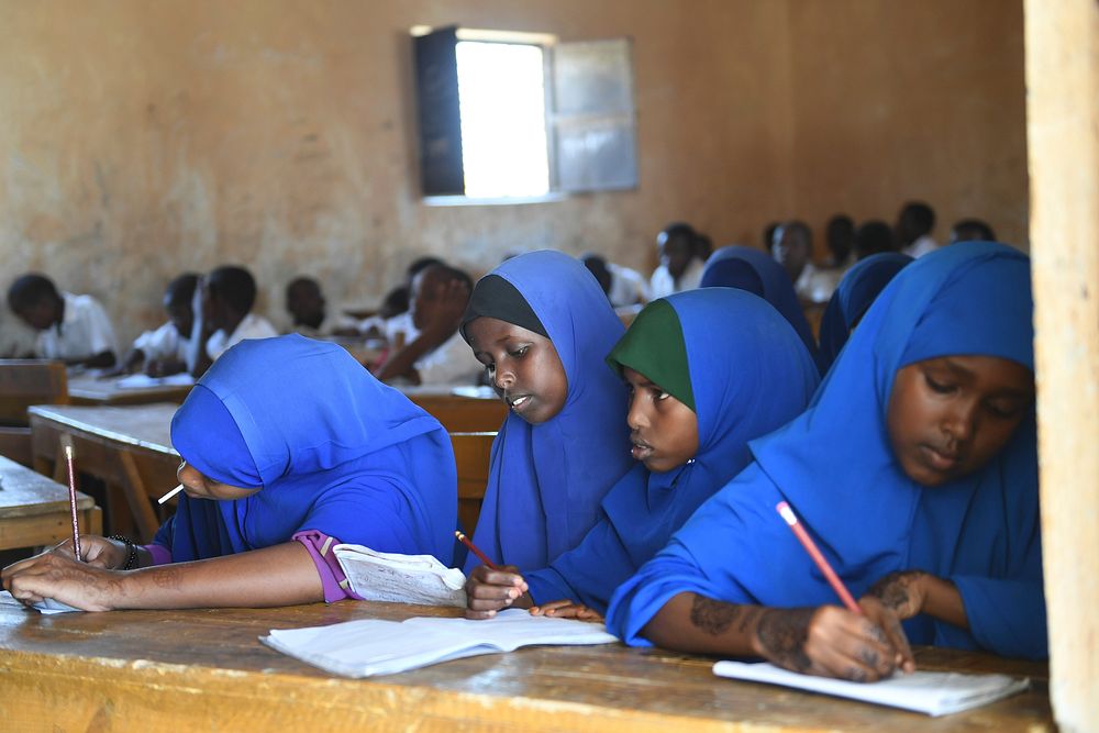 Grade 3 students at Mohamud Hilowle Primary and Secondary School during a class session in Wadajir district, Mogadishu…