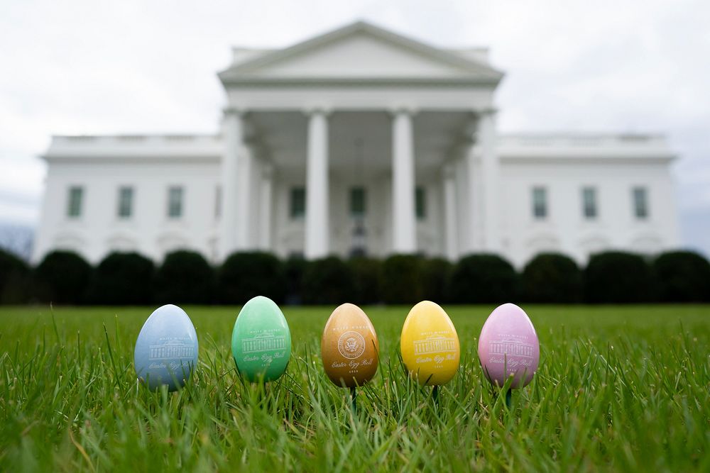 The 2020 White House Easter Eggs, The 2020 White House Easter Eggs are seen Monday, Jan. 27, 2020, at the White House.…