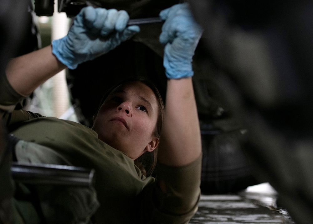 ‘Arctic Dragons’ perform vehicle maintenance at JBERArmy Staff Sgt. Sable Kennedy, assigned to the 95th Chemical Company…