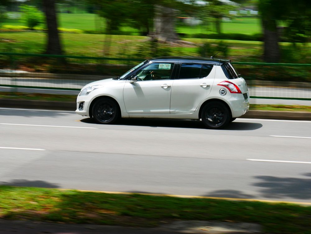 small car on the road.