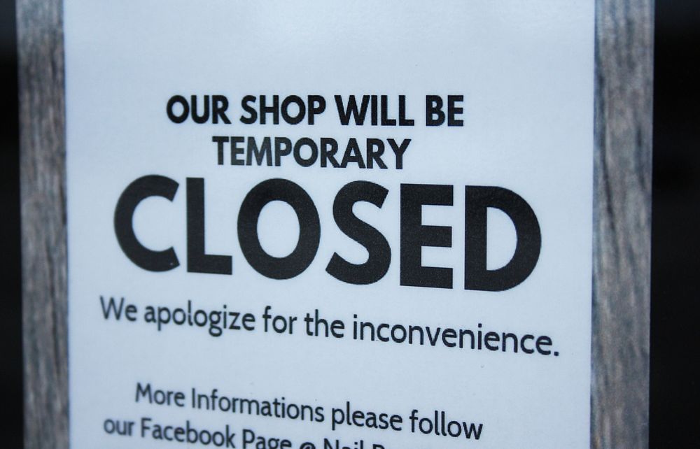 "Closed" Sign Due to Coronavirus