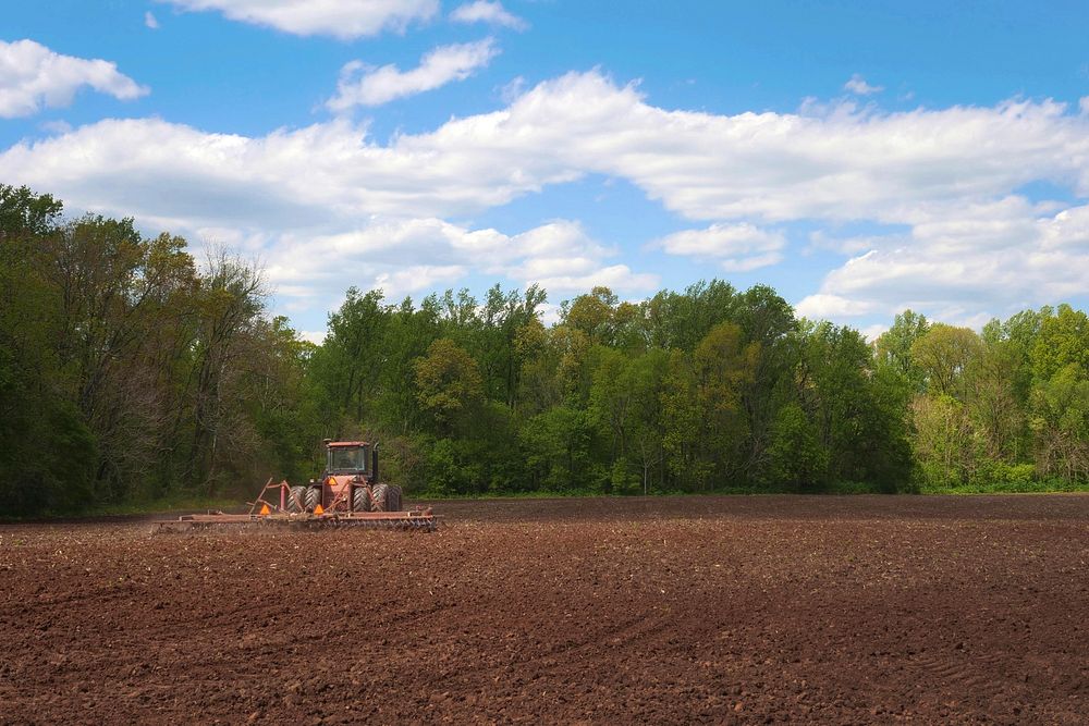 Richard Eaves of Oak Bluff Farms LLC, a field in Frederick County, Md., May 12, 2020, in preparation for planting spring…