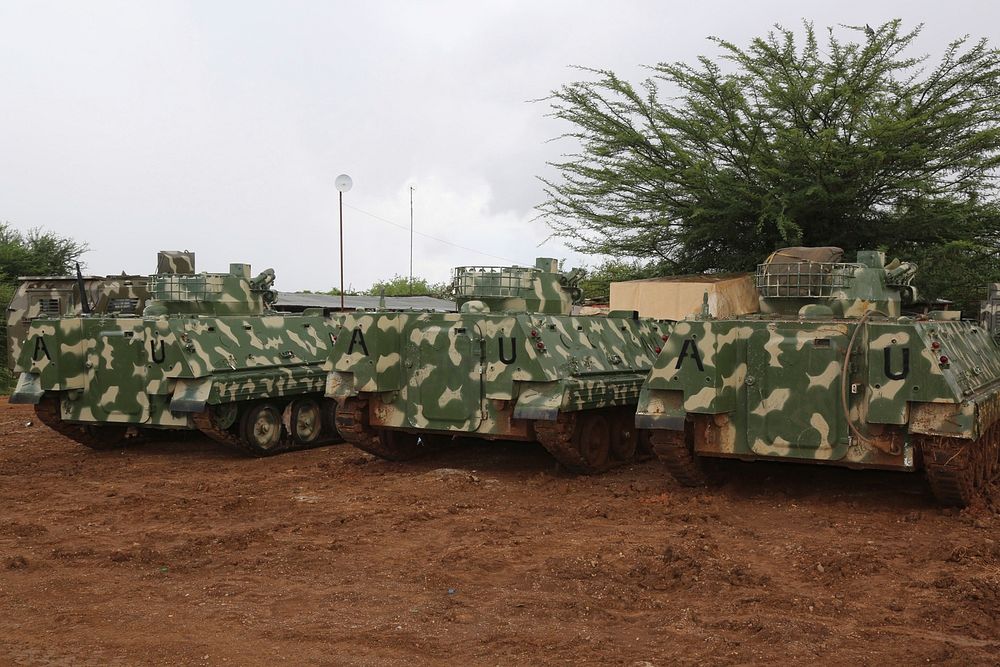 New Armoured Personnel Carriers (APCs) belonging to the Ethiopian contingent serving under the African Union Mission in…