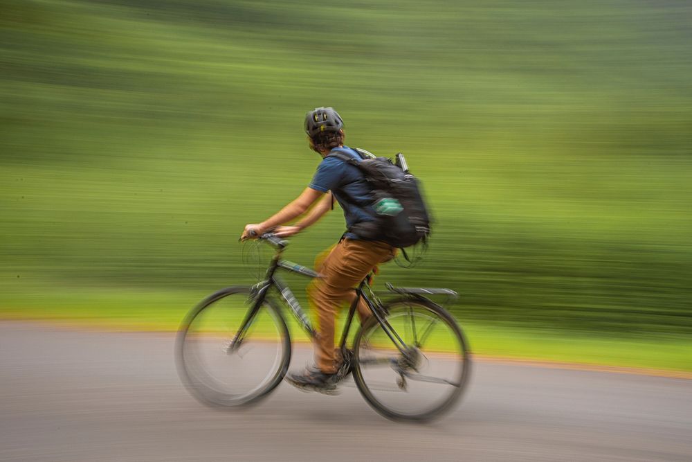 Biking Going-to-the-Sun Road in Spring. Original public domain image from Flickr