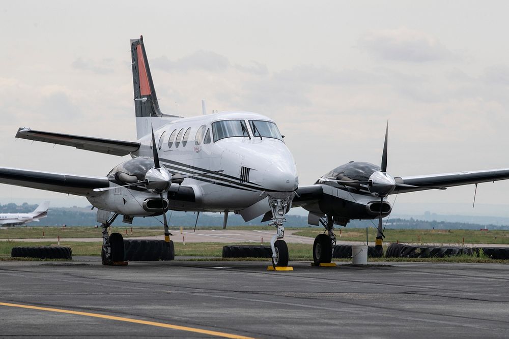 A King Air 190, used to lead the air tankers to thier drop zones, is displayed for U.S. Department of Agriculture (USDA)…