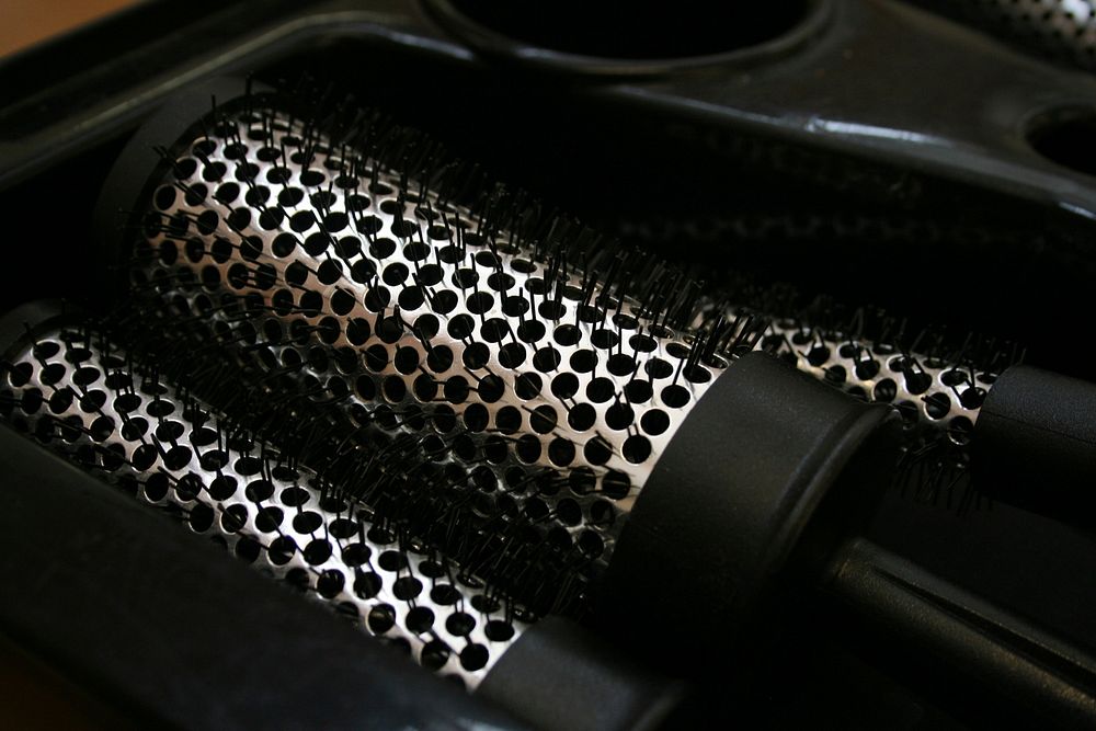 Roller hair brushes, black boar bristle/comb. Original public domain image from Flickr