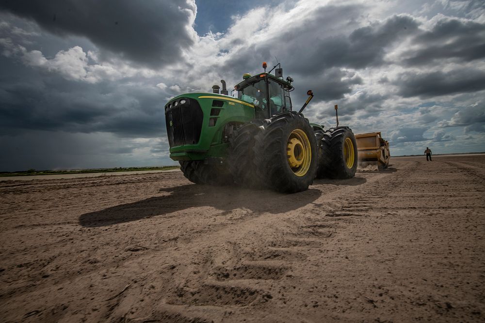 Land leveling operation at 3S Ranch, near El Campo, Texas, on July 24, 2020.