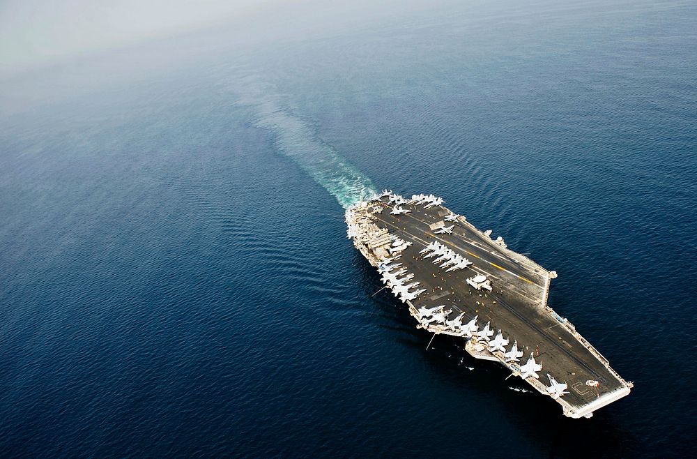 The aircraft carrier USS Harry S. Truman (CVN 75) transits the Arabian Sea Sept. 19, 2010, as U.S. Sailors prepare for a…