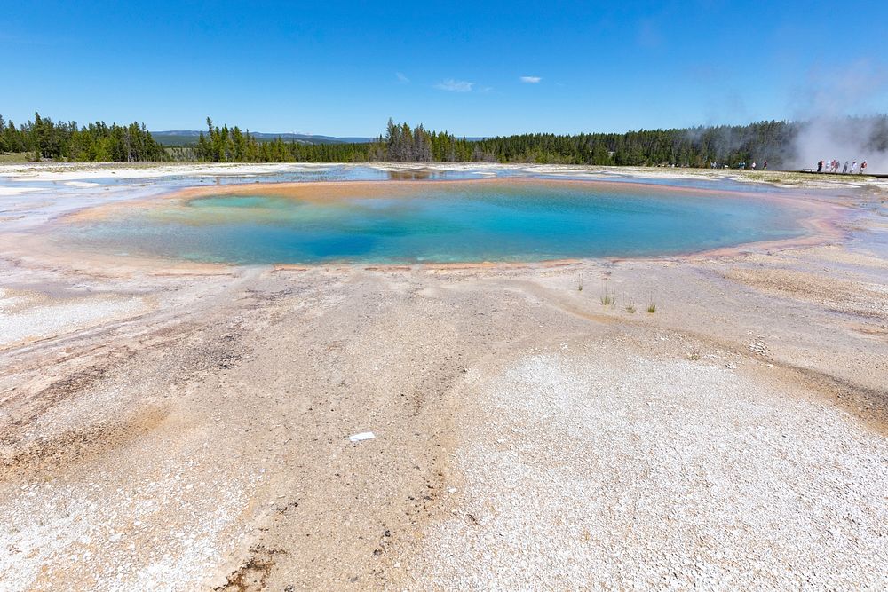 Lost mask and Turquoise Pool in Midway Geyser Basin by Jacob W. Frank. Original public domain image from Flickr