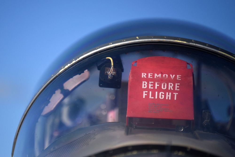 U.S. Air Force T-38C Talon trainer aircraft from Laughlin Air Force Base, Texas, park on the 169th Fighter Wing’s fighter…