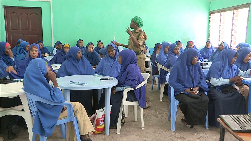 Somali Female Police officers attend a seminar at the General Kahiye Police Academy in Mogadishu, Somalia on March 30 March…