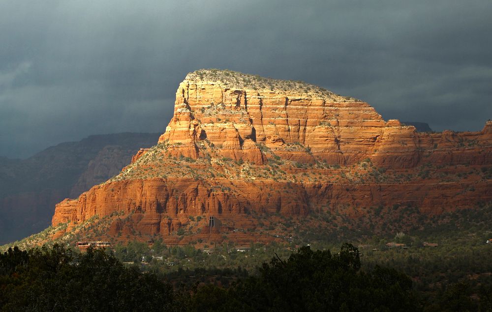 The Sun Shines on Chapel Rock. Credit: Coconino National Forest. Original public domain image from Flickr.