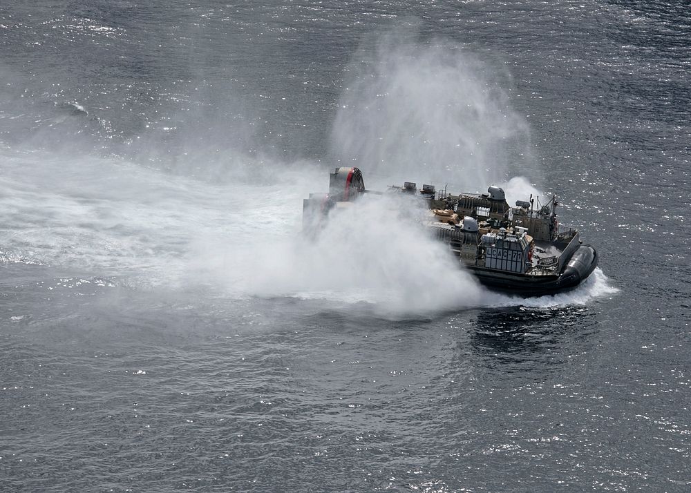ATLANTIC OCEAN (May 17, 2021) Landing Craft, Air Cushion (LCAC) 71 attached, to Assault Craft Unit 4 (ACU ) 4, transits…