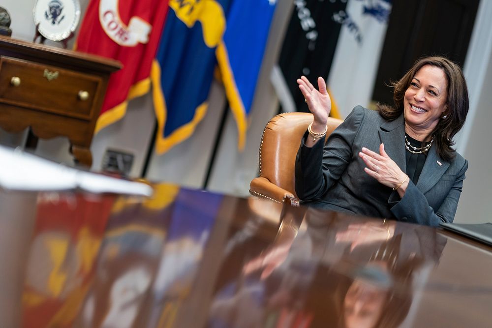 Vice President Kamala Harris deliver remarks during an American Rescue Plan virtual event with President Joe Biden to thank…