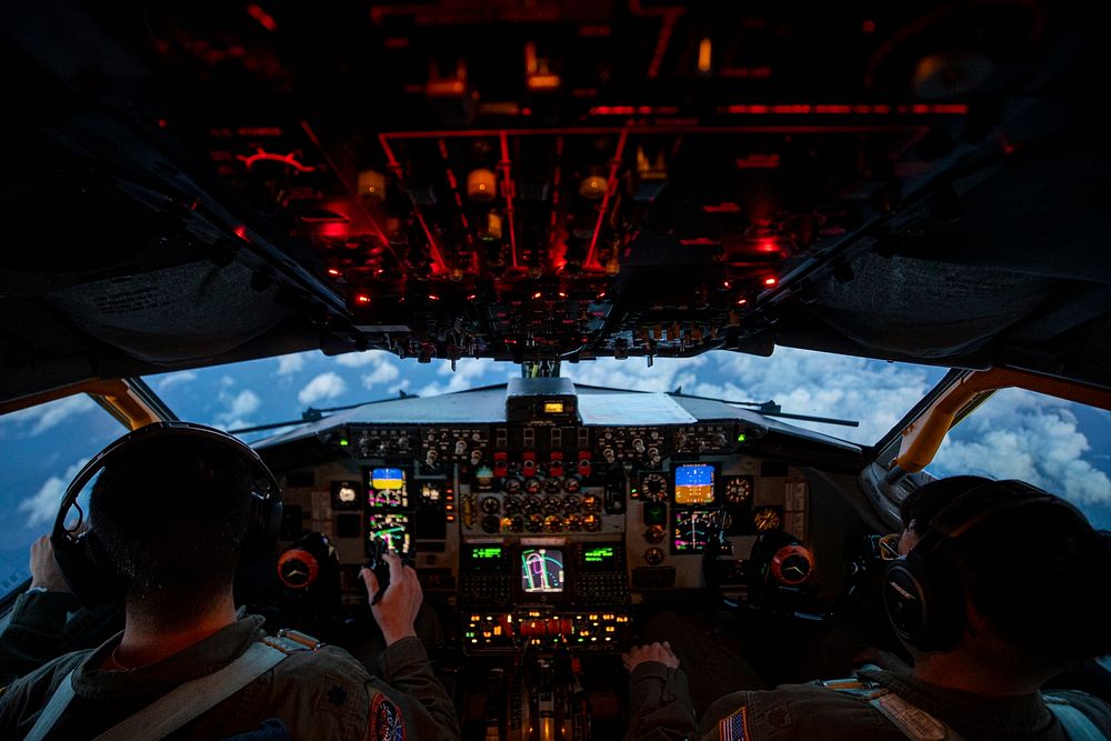 Airplane cockpit. Original public domain image from Flickr