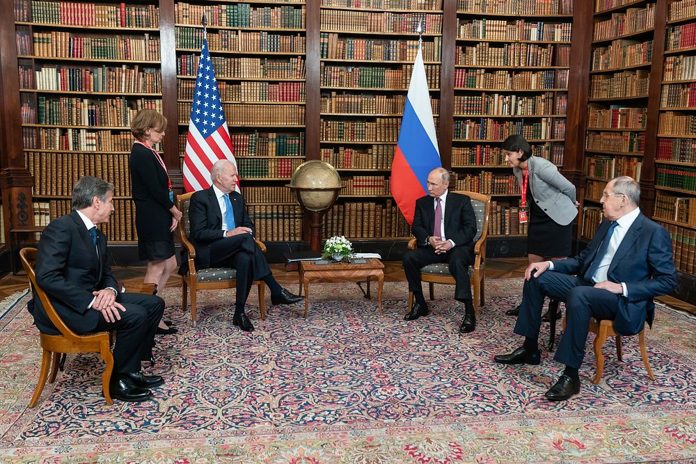 President Joe Biden and Russian President Vladimir Putin participate in a tete-a-tete during a U.S.-Russia Summit on…