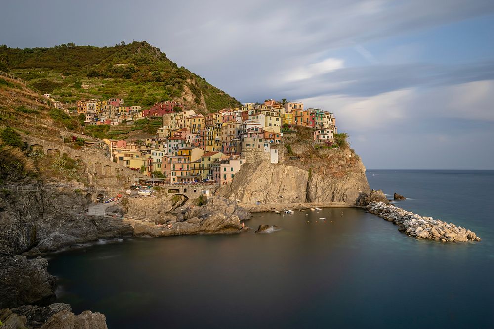 Sunset on Manarola town. Free public domain CC0 photo.