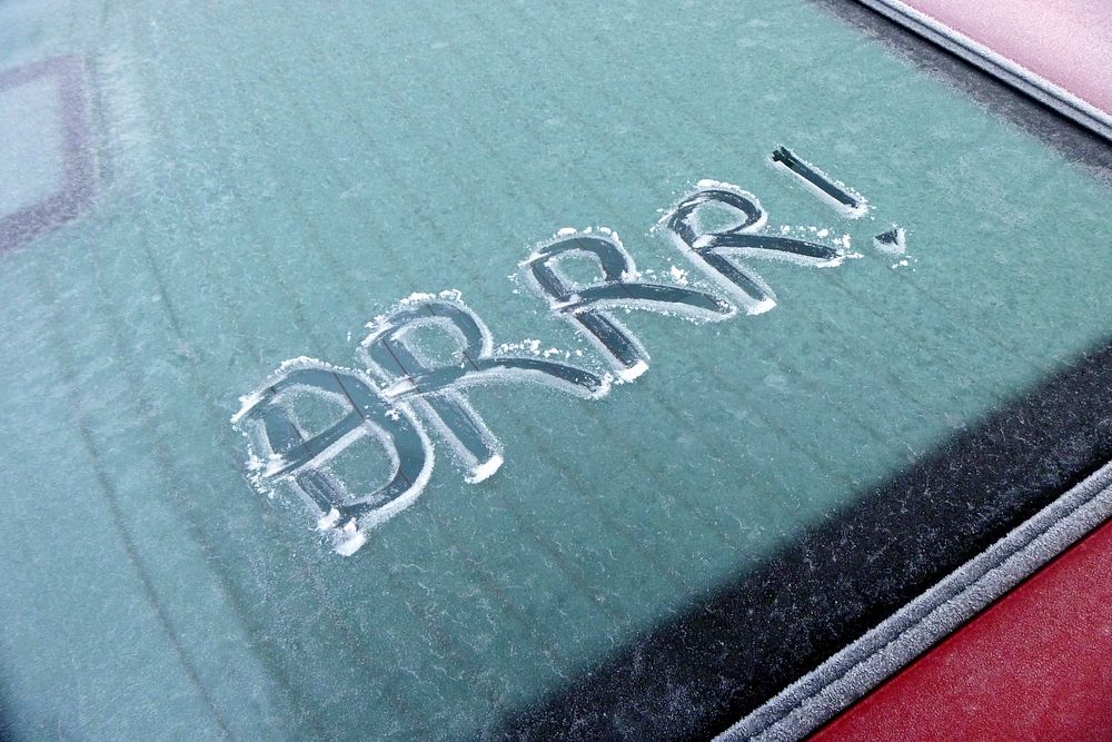 Brrr! written on a frozen glass window. Original public domain image from Flickr