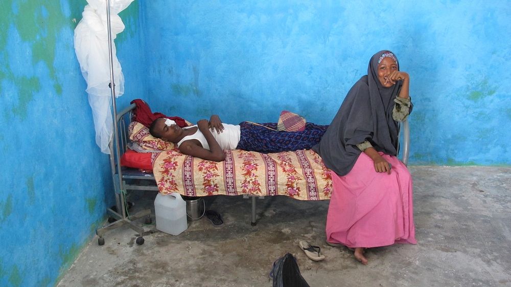 A victim of al-Shabaab's brutal reign of terror in Mogadishu recuperates in the Martini Hospital, a dis-used hospital in the…
